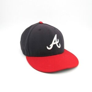 Atlanta Braves Vintage On Field 59FIFTY Fitted Hat Navy Red Size 7 7/8